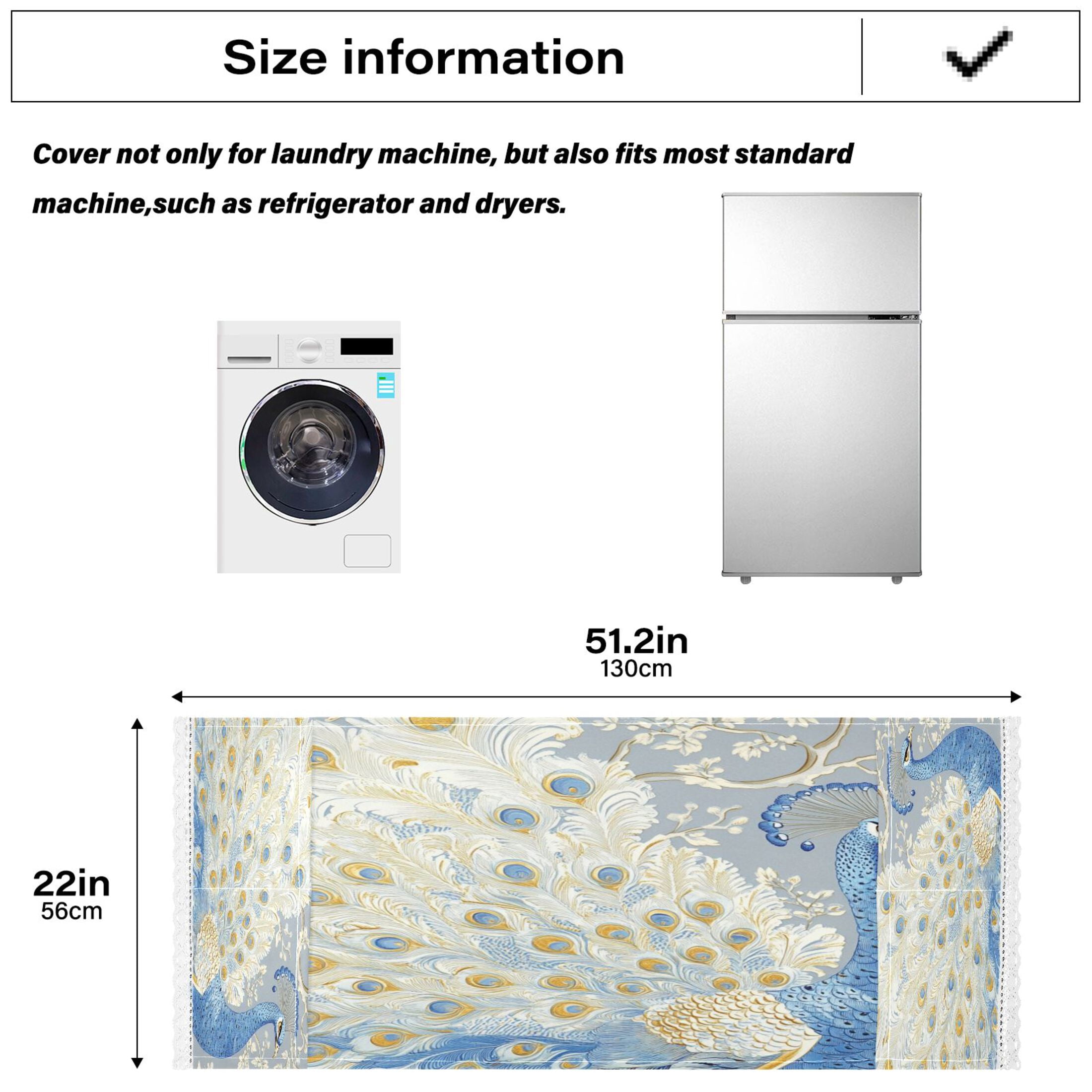 WOBOGO Pretty Blue Peacock Washing Machine Cloth Dryer Refrigerator Top Cover Protective Non-Slip Mat For Kitchen Laundry