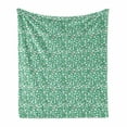 thumbnail image 1 of Cherry Blossom Soft Flannel Fleece Throw Blanket, Downward Sloping Cherry Blossom Petals on a Greenery Background, Cozy Plush for Indoor and Outdoor Use, 60" x 80", Rose and Sea Green, by Ambesonne, 1 of 6