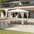 thumbnail image 5 of Erommy Outdoor Gazebo 10'x10', Double Roof Patio Gazebo with Mosquito Nettings and Privacy Screens,Kahaki, 5 of 9