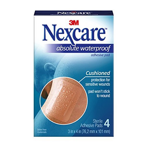 Nexcare Absolute Waterproof Adhesive Gauze Pad, 3 Inches x 4 Inches