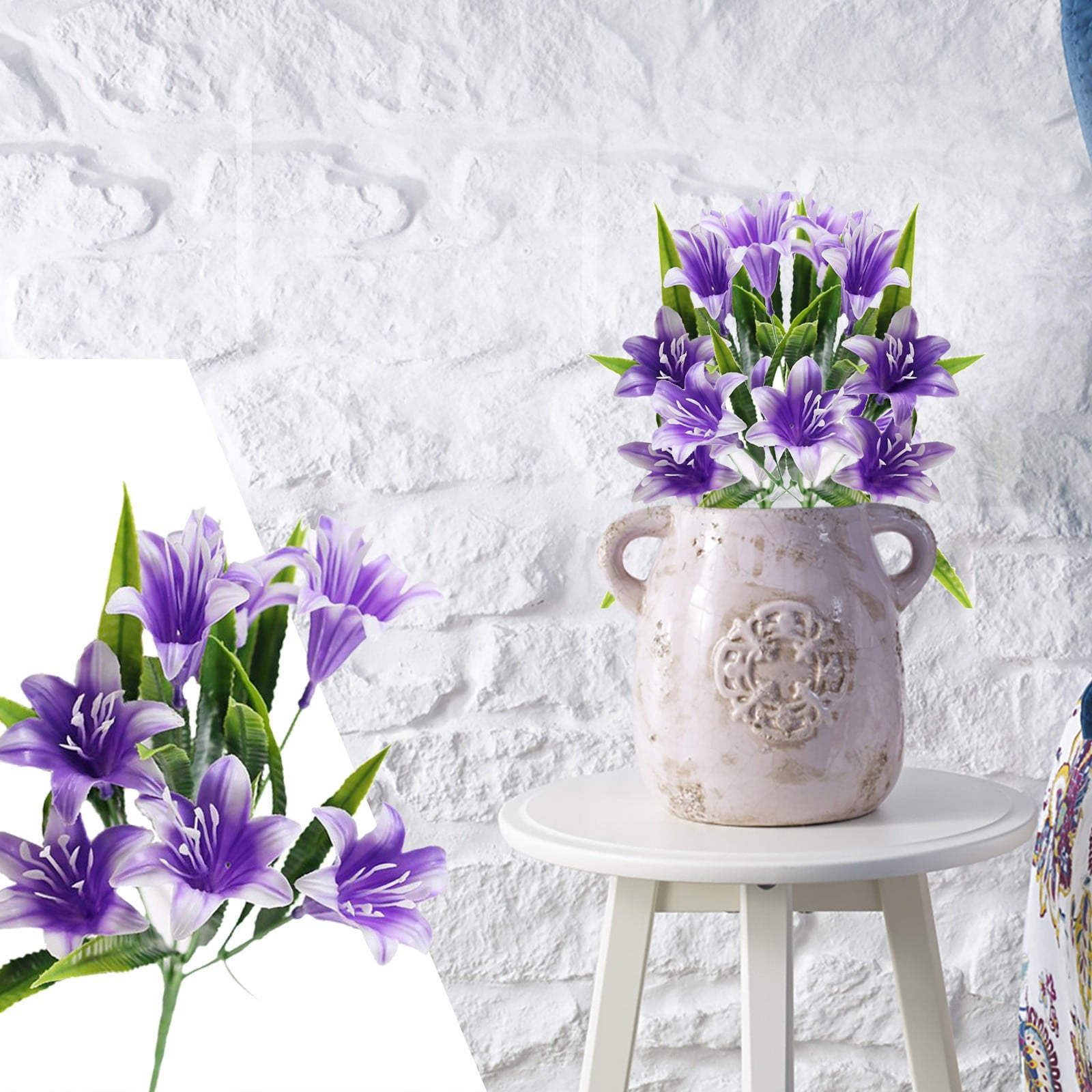HCTSHG Lily Flower Artificial Flower Potted Decoration Wedding Decoration Dry Flower Decoration Artificial Artificial Artificial Flower