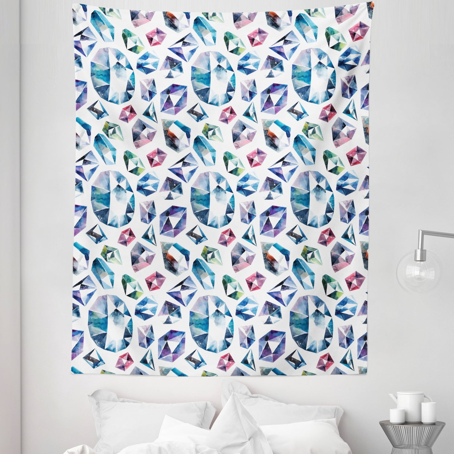 Watercolor Tapestry, Small Larges Watercolor Style Shaded Diamond