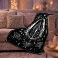 thumbnail image 6 of Moon Goddess inside Crescent with Moths, Gothic Celestial Style for Witchy Art Lovers, Black Line Scene and Halloween Gift, Cozy Flannel Blanket for Bedroom, Home Decor, 6 of 9