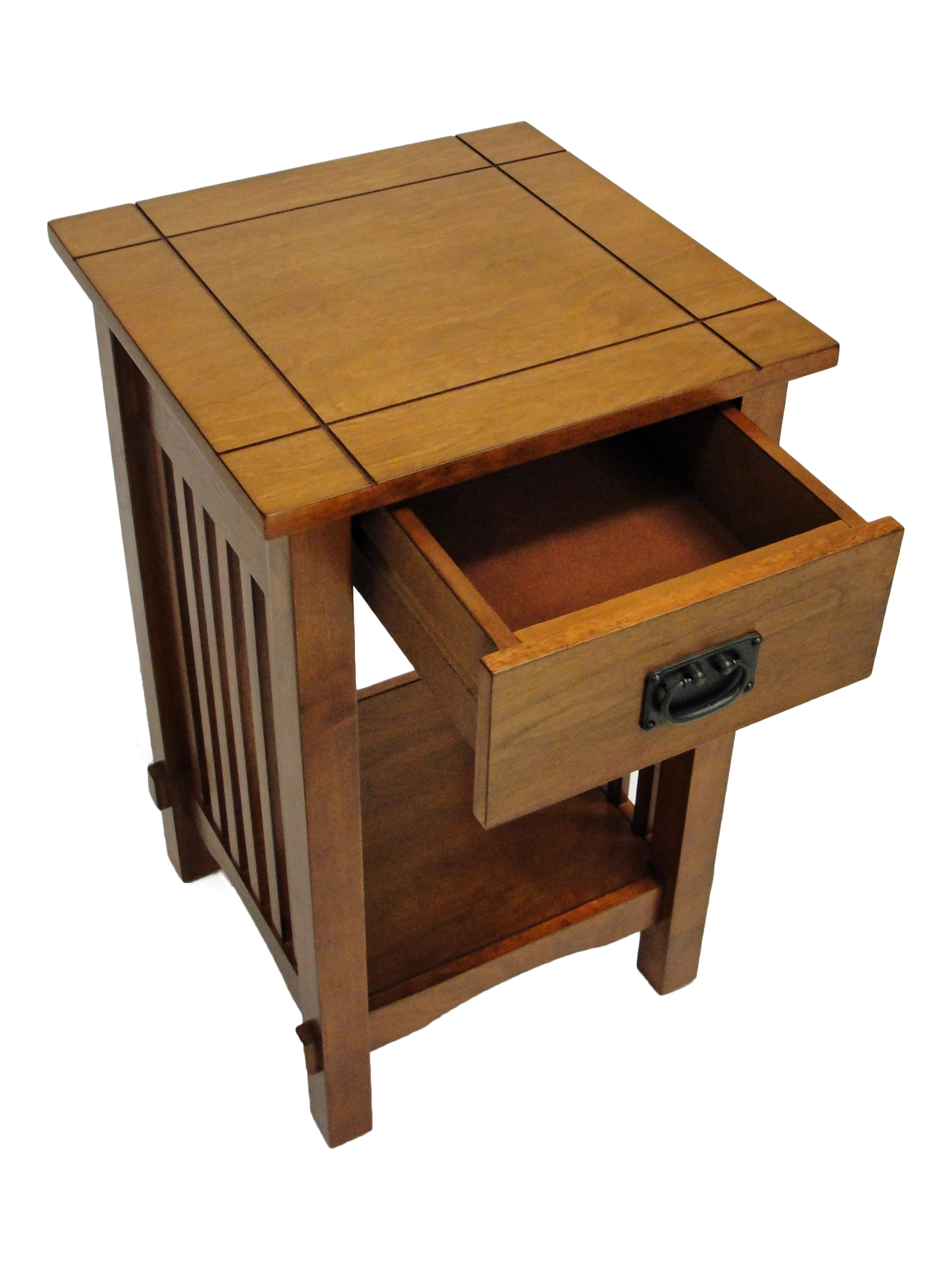 Legacy Decor Mission Style Telephone Night Stand End Table in Antique Oak Finish With Drawer