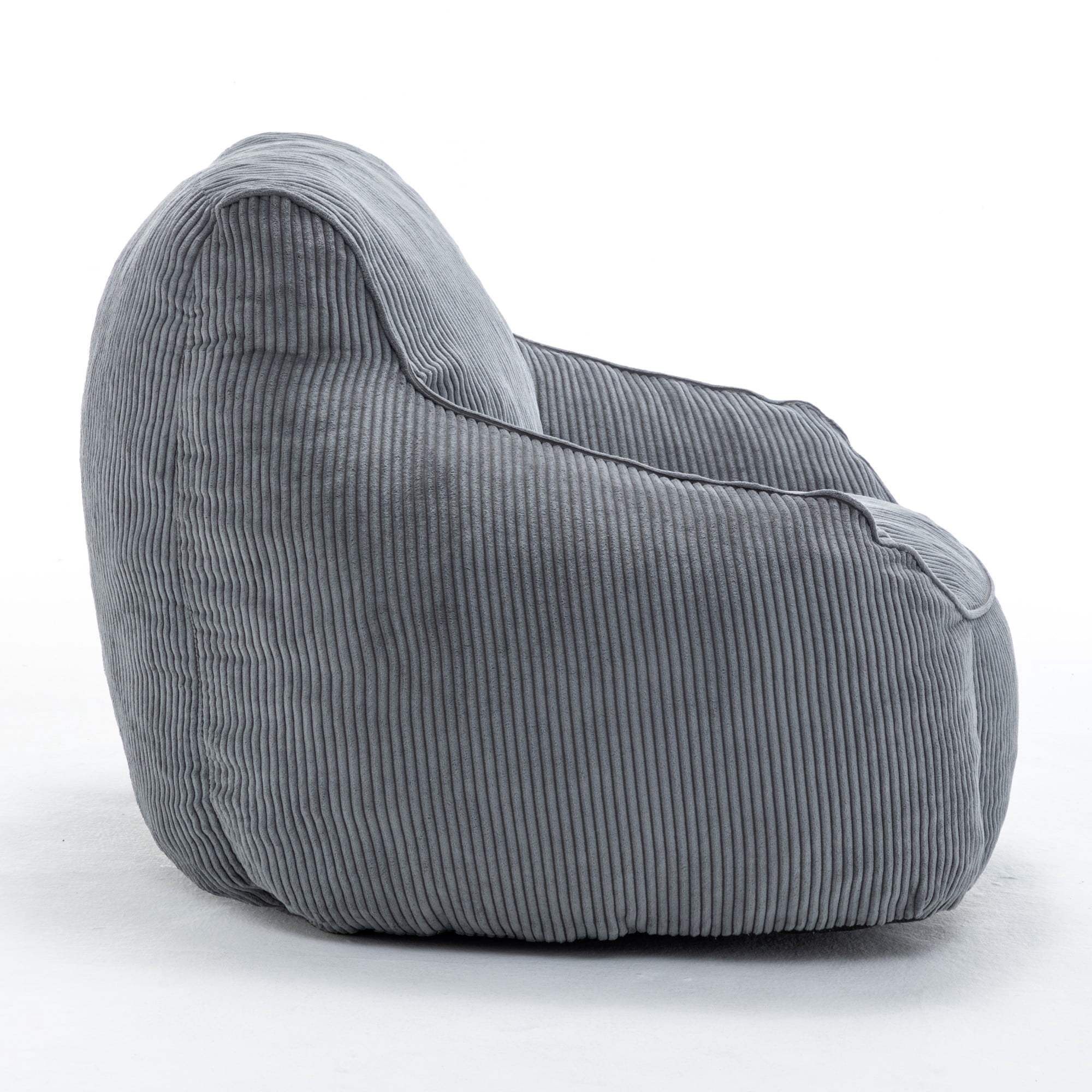 Bean Bag Chair Sofa for Adults Teens, Comfy Corduroy Large Bean Bag Chairs with Armrests for Bedroom Living Room, Adult Beanbag Lazy Sofa Couch Chairs with Filler Included (Gray)