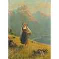 thumbnail image 2 of Hans Dahl 18x24 Black Ornate Framed Double Matted Museum Art Print Titled: Young Girl by a Fjord, 2 of 5