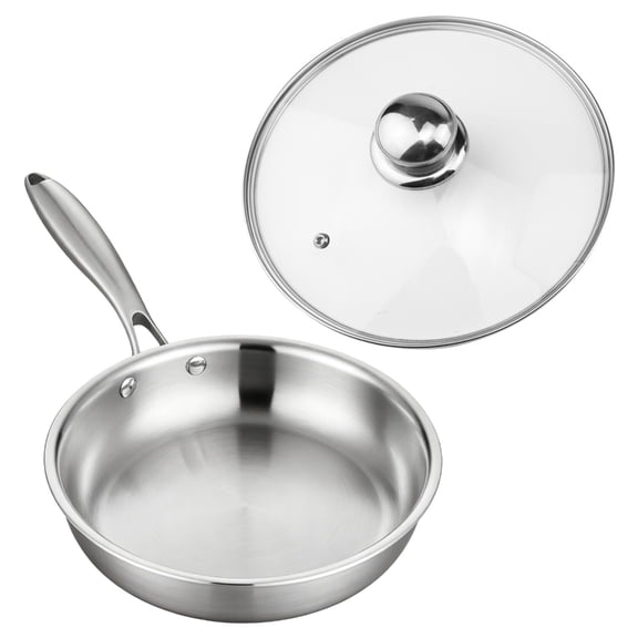 lanema Professional 410 Stainless Steel Pan Ergonomic Handle Saucepan With Glass Lid