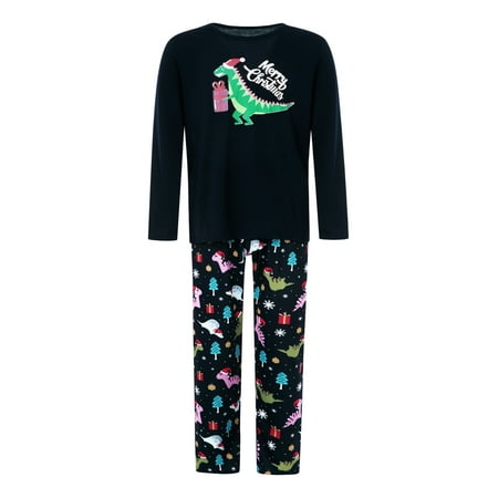 

Afunbaby Family Matching Christmas Pyjamas Set Dinosaur Letter Print Pajamas PJs Set Xmas Sleepwear Nightwear for Mens Womens Kids