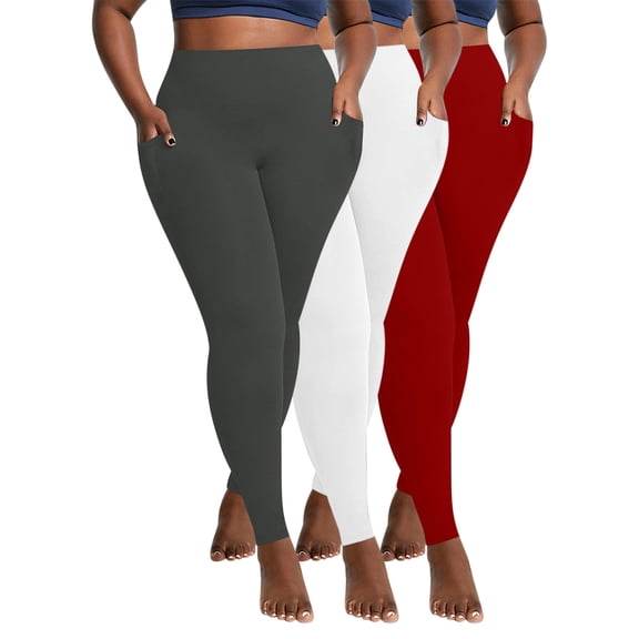 Yoga Pants 3PC Women Oversized Pockets For Drying Tight Fitting Elastic Comfortable Fitness Pants Yoga Pants Plus Size Yoga Pants for Women Multicolor 2XL