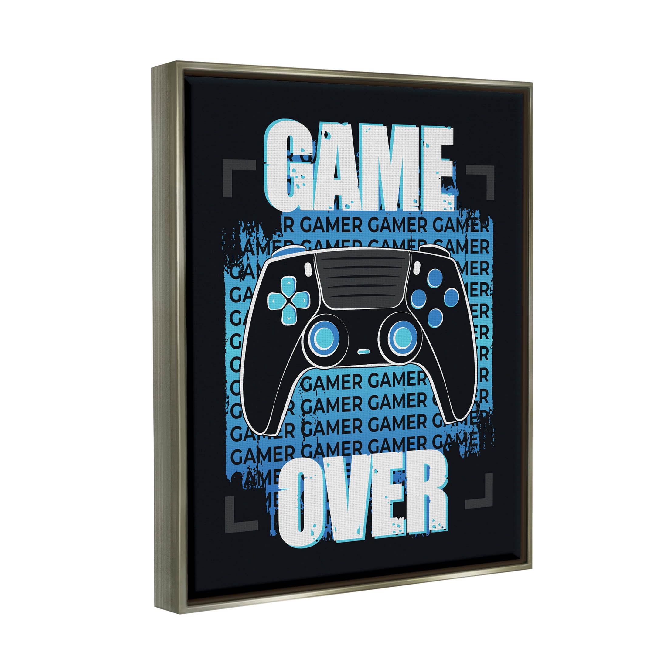 Game Over Controller Phrase Art for Kids Graphic Art Luster Gray Framed Art Print Wall Art