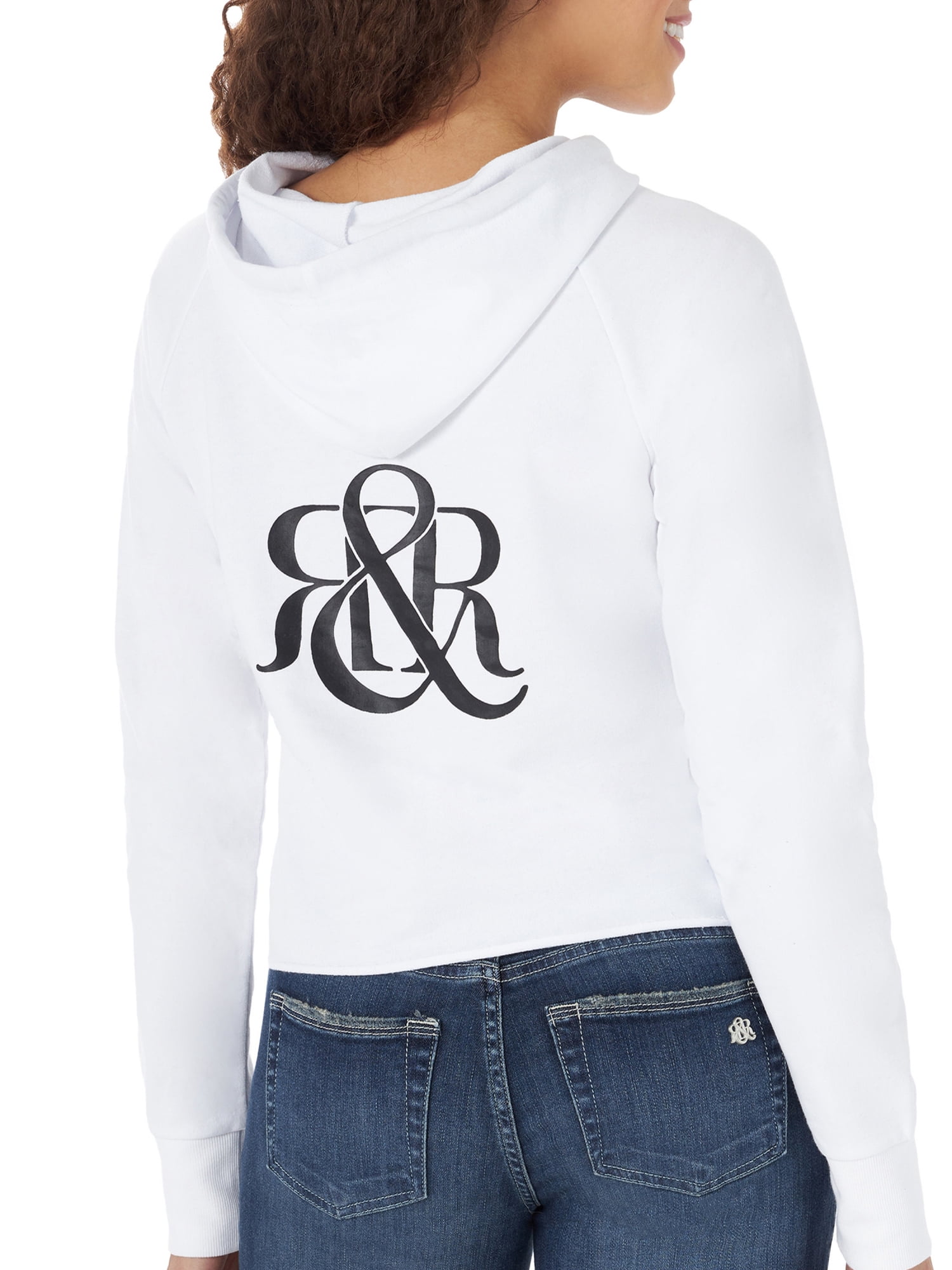 Rock & Republic Women's Cropped Logo Hoodie Sweatshirt