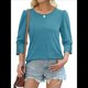 thumbnail image 1 of Blusas Elegantes e Informales con Mangas 3/4 y Botones para Mujer, Ideales para Vacaciones de Verano en la Playa. Azul y Verde XXL, 1 of 6