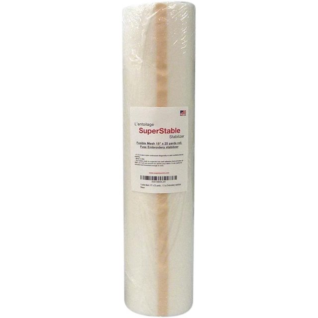 Fusible Mesh Stabilizer 1.5 oz 15 inch x 25 Yard Roll. SuperStable Fuse Embroidery Stabilizer Backing