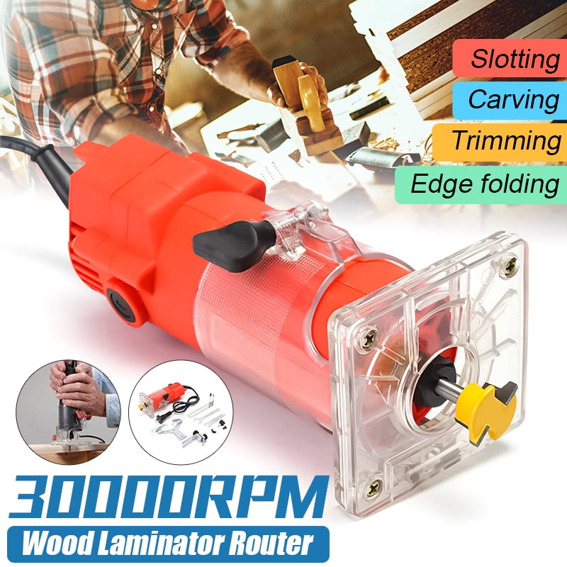 300W 30000RPM Electric Hand Trimmer 1/4'' Wood Laminate Palm Router Joiner Tool 