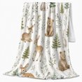 thumbnail image 2 of Peaceful Forest Animal Scene Watercolor Style, Peaceful Woodland Scene, Warm Flannel Blanket for Cabin and Lodge, Wildlife Lovers Housewarming Gift, Rustic Home Decor, 2 of 9