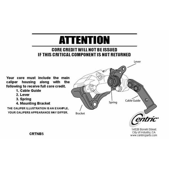 Centric Parts Disc Brake Caliper P/N:142.61546