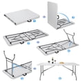 thumbnail image 2 of ZENSTYLE 6ft Rectangular Folding Table Plastic Picnic Camping Desk, Max 220lbs White, 2 of 7