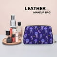 thumbnail image 4 of Yellow Fish Purple Jellyfish Makeup Bag, Large Capacity Travel Cosmetic Bag for Women Girls- Travel Toiletry Bag Leather Portable Waterproof Makeup Case Organizer with Handle, 4 of 4