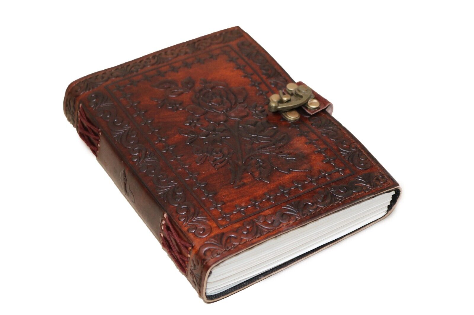 Jaald Rose Leather Journal with Clasp Handmade Travel Diary Vintage Blank Notebook Valentine's Gift for Lovers Men Women Sketchbook