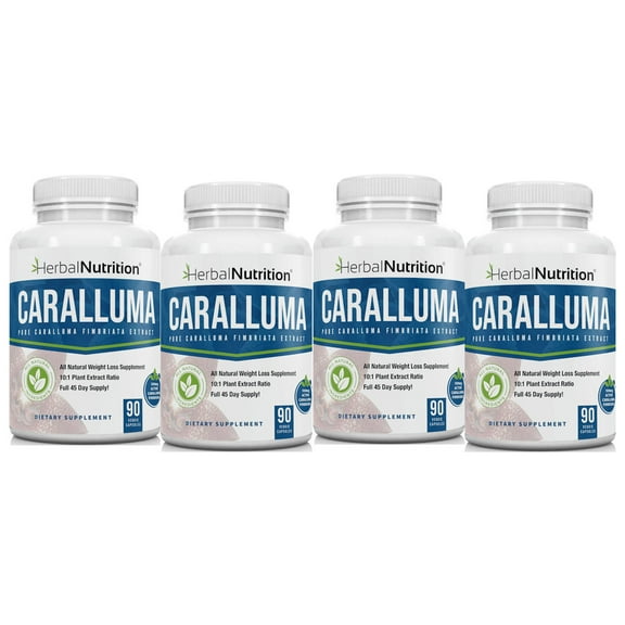 SALE FOUR PACK - Pure Caralluma Fimbriata -Four 90 Count Bottles! 10:1 Extract 1200mg Per Serving