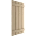 thumbnail image 4 of Ekena Millwork 22"W x 38"H Rustic Four Board Joined Board-n-Batten Knotty Pine Faux Wood Shutters (Per Pair), Primed Tan, 4 of 11