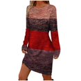 thumbnail image 2 of Robes Femmes DYTTDG Robe de Mode pour Femmes à Blocs de Couleur Col Rond Manches Longues Décontractée Maison Ample Mini-Robe en Liquidation Rouge,m, 2 of 6