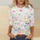 thumbnail image 1 of Camisetas con estampado floral Sentuca para mujer 2024, camisetas de cuello redondo con mangas 3/4 para mujer, multicolor XXL, 1 of 5
