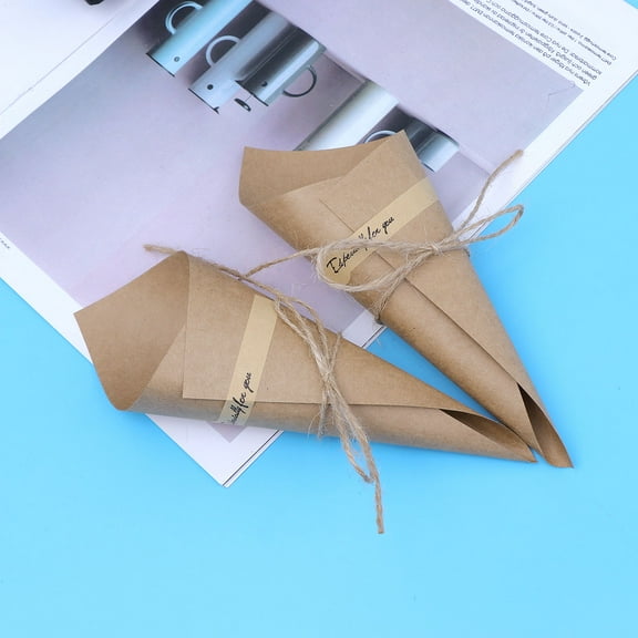 MLINS Kraft Paper Cone for Gift Wrapping Smooth Surface Khaki Color 50 Pieces Perfect for DIY Crafts and
