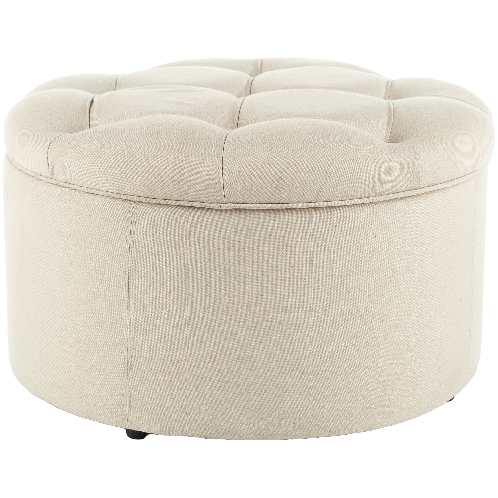 SAFAVIEH Tanisha Round Shoe Storage Ottoman, Off-White/Floral