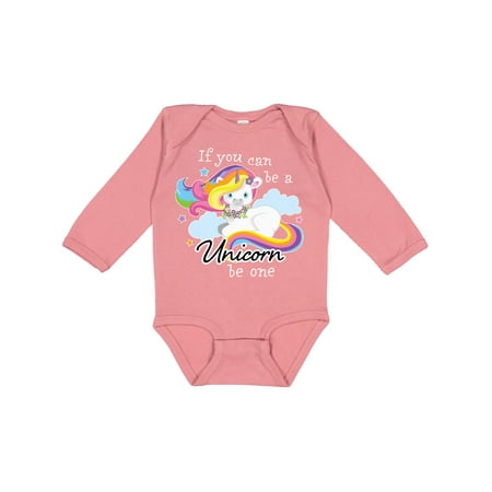 

Inktastic If You Can Be a Unicorn Be One with Rainbow Unicorn in Cloud Gift Baby Boy or Baby Girl Long Sleeve Bodysuit