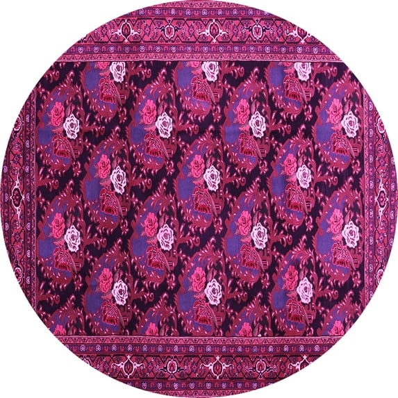 Ahgly Company Indoor Round Persian Pink Traditional Area Rugs, 6' Round