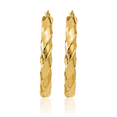 thumbnail image 3 of 14K Solid Yellow Gold 5mm Twisted Round Medium Hoop Earrings, 3 of 10