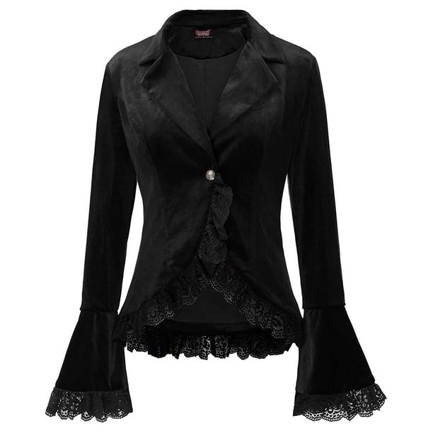 Scarlet Darkness - Womens Jacket Gothic Lace Trim Velvet XL - Walmart ...