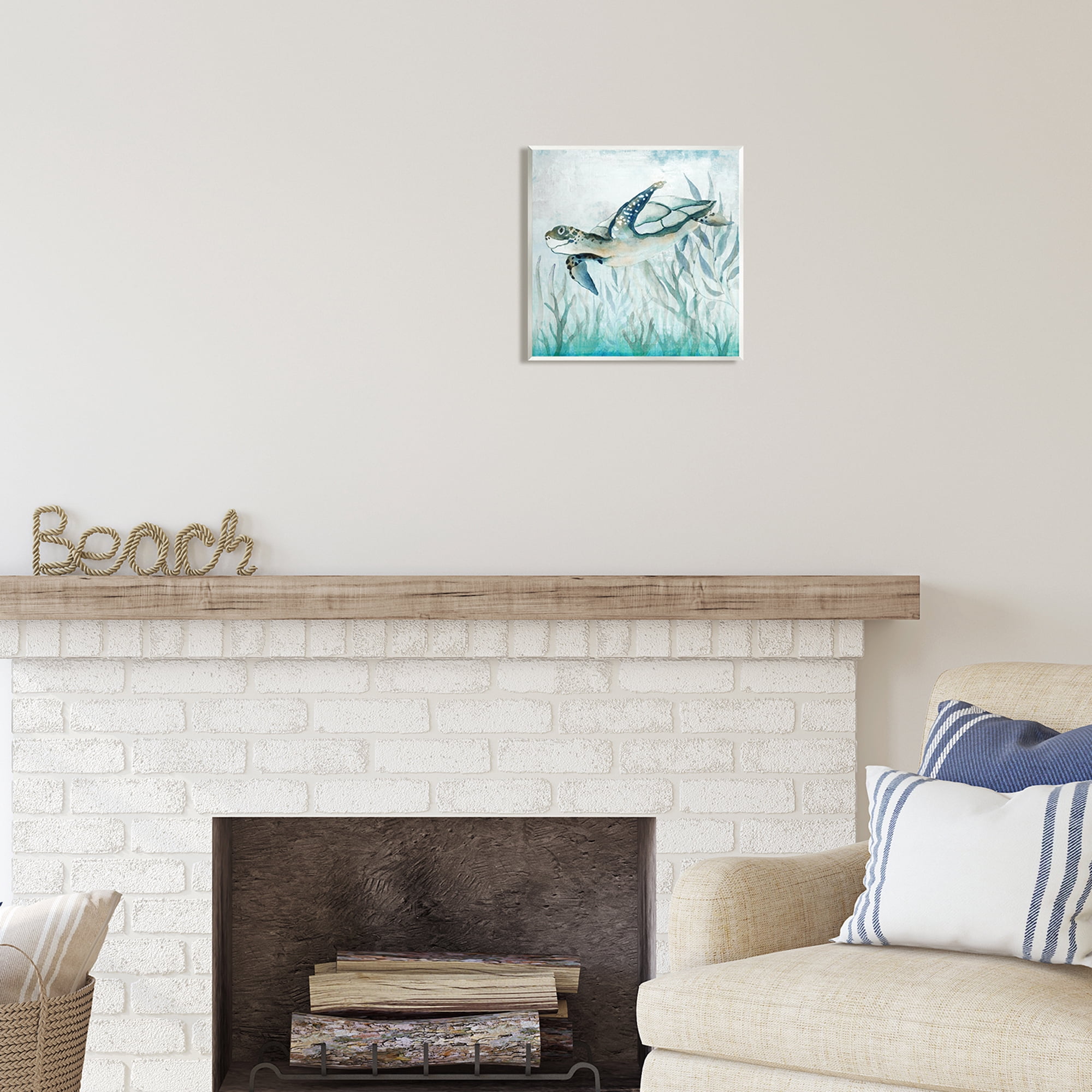 Stupell Industries Swimming Sea Turtle Animals & Insects Painting Unframed Art Print Wall Art, 12 x 12