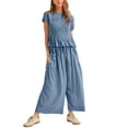 thumbnail image 2 of PUWEI Women's 2 Piece Smocked Top & High Waisted Wide Leg Pants Set Boho Matching Set Lounge Outfit with Pockets, 2 of 7