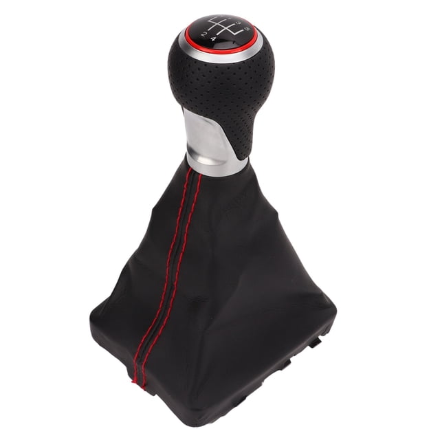 Gear Shift Knob Boot Set, Gear Shift Knob Boot Set 5 Speed PVC Leather Gearstick Lever Gaiter Kit para A6 C6 2004‑2011(rojo)