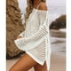 thumbnail image 5 of Blusa de ganchillo informal con cuello redondo y manga larga holgada con Top calado de punto para mujer, 5 of 6