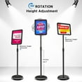 thumbnail image 2 of Sign Holder - 8.5x11" 2PCS Adjustable Sign Stand Poster Holder with Heavy Metal Base for Floor Sign Standing Display, 360° Rotation Pedestal Floor Stand for Business Restaurant Mall (Black), 2 of 6
