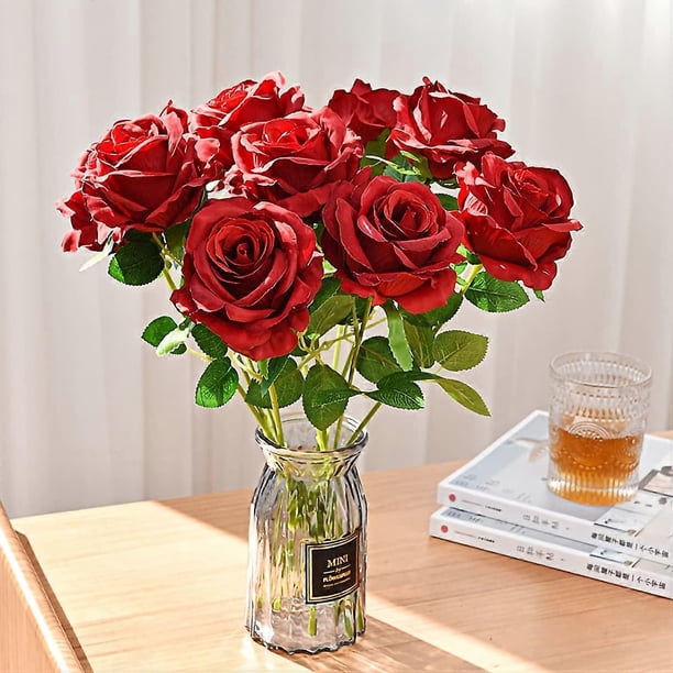 12 Pack Artificial Roses, Artificial Flowers with 50cm Single Stem Affectionateness Fake Flower for Wedding Home Bridal Flower Arrangements Home Offic