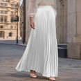 thumbnail image 2 of Yucgh Women's Pleated Solid Color Maxi Skirt with Large Swing, A-line Floor Length Skirt, Casual Flowy Skirt with Elastic Waist,White,S, 2 of 8