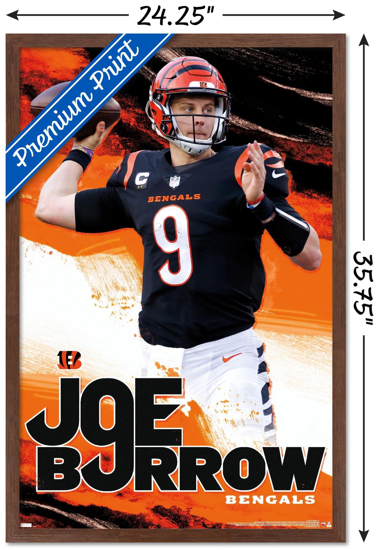 NFL Cincinnati Bengals - Joe Burrow 22 Wall Poster, 22.375" x 34" Framed