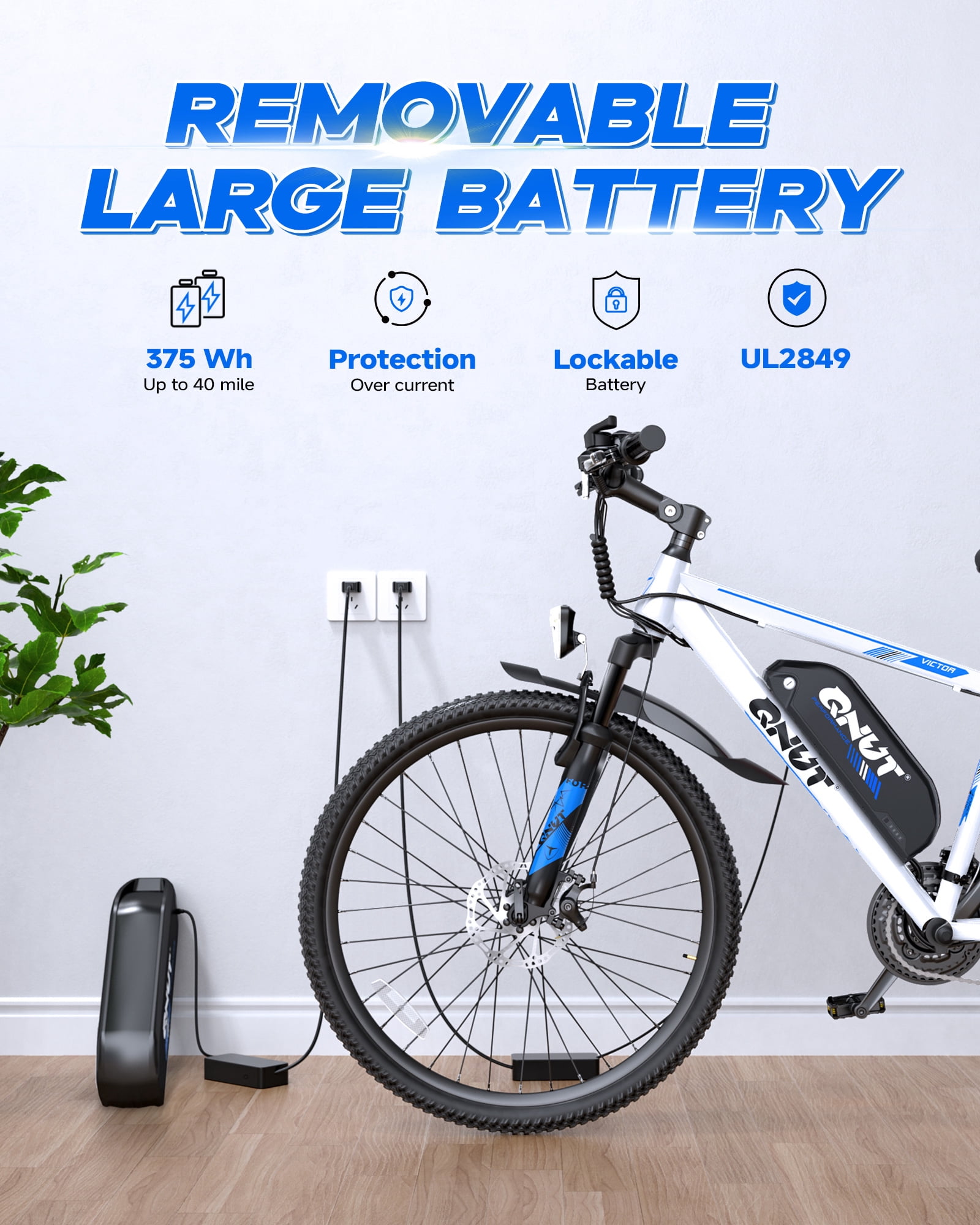 QNUT Full Aluminum Electric Bike for Adults & Teens, Peak 750W, Upgraded Adjustable Handlebars, 21-Speed Commuter E-Bike with Dual Disc Brakes, 40-Mile Range, for mountain & Commuter (Dawn Glide)