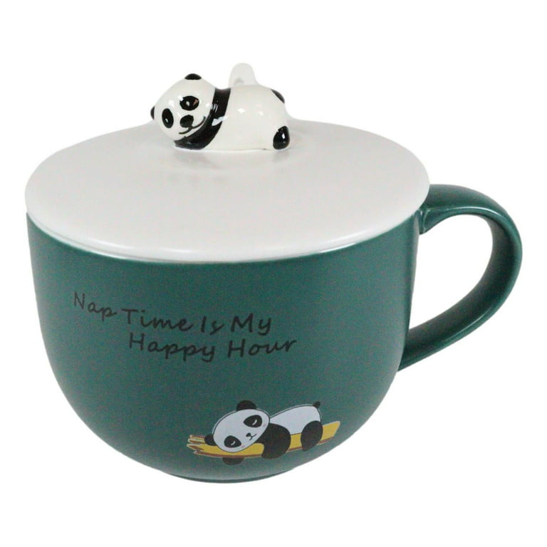 Star Panda Mug with Lid and Spoon - 420 ml Ceramic Panda Coffee Mug