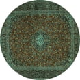 thumbnail image 1 of Ahgly Company Indoor Round Persian Turquoise Blue Traditional Area Rugs, 3' Round, 1 of 4