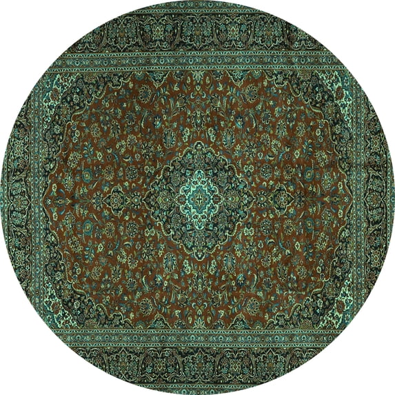 Ahgly Company Indoor Round Persian Turquoise Blue Traditional Area Rugs, 3' Round