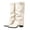 White, variant on RotHome Slouchy Knee High Boots for Women Chunky Heel Wide Calf Leather Fashion Boots with Adjustable Metal Buckle, Pointed Toe Stacked Heel Pull-On Boots, Black