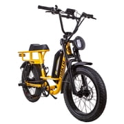 NAKTO F4 Fat Tire Electric Bike with Rear Rack for Adults, 20 All-Terrain Ebike with 750W Motor (1000W Peak), 48V 14Ah Battery, 28MPH, Shimano 6-Speed, Dual Disc Brakes, Yellow/Black