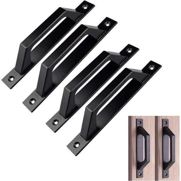 4 pcs Carbon Steel Sliding Barn Door Handle Wood Gate Door Pull Handle 19.6cm