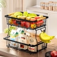 thumbnail image 4 of Yuarrent Organizador cesta de frutas de doble capa para estante de almacenaje para cocina, fuerte capacidad de carga para verduras Almacenamiento y organización del hogar, 4 of 6