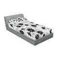 thumbnail image 2 of Ambesonne Vintage Fitted Sheet & Pillow Sham Set, Flowers Bridal Floral, Twin, White Black, 2 of 2